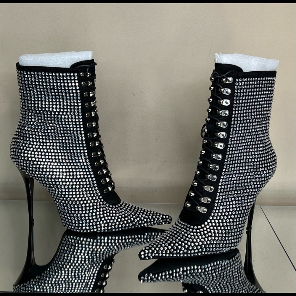 Jeffrey Campbell Rhinestone Suede Heeled Bootie - Picture 12 of 12